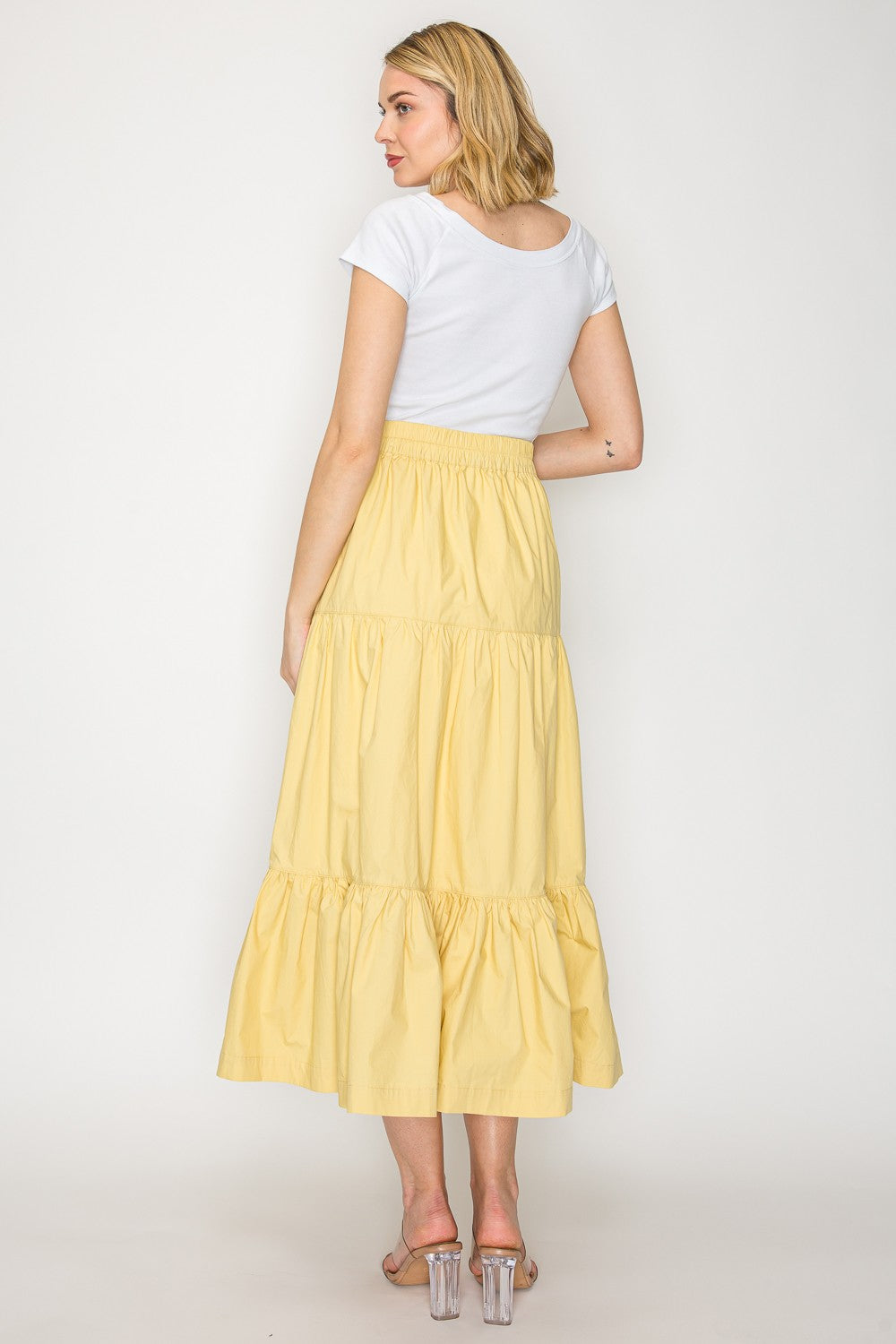 PSB4005 -Tiered Button Front Maxi Skirt