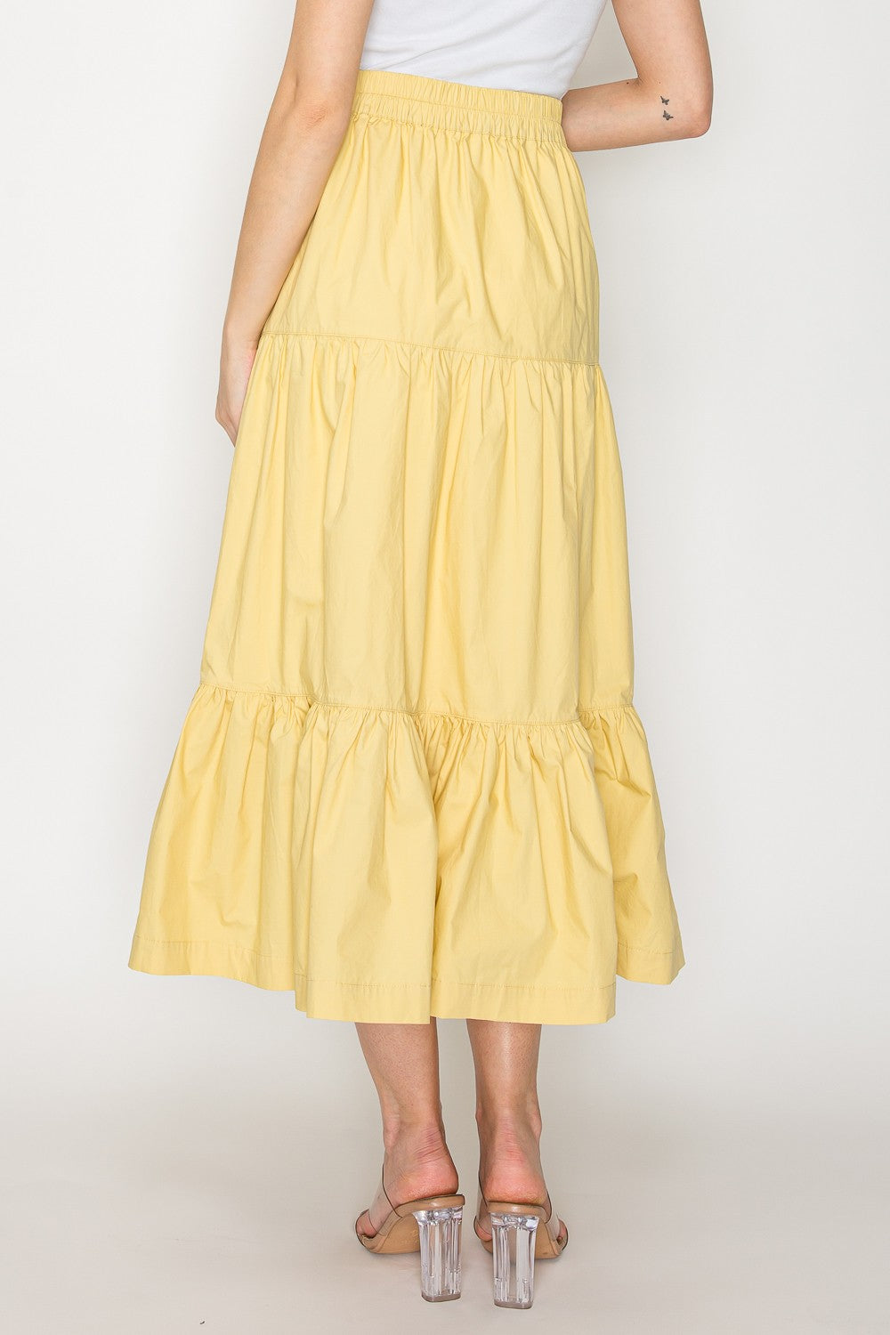 PSB4005 -Tiered Button Front Maxi Skirt