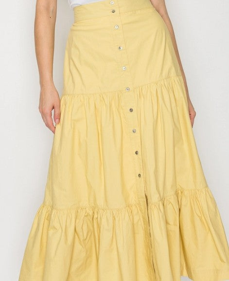 PSB4005 -Tiered Button Front Maxi Skirt