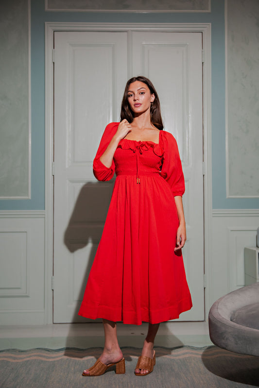 Romance Smocked Midi Dress