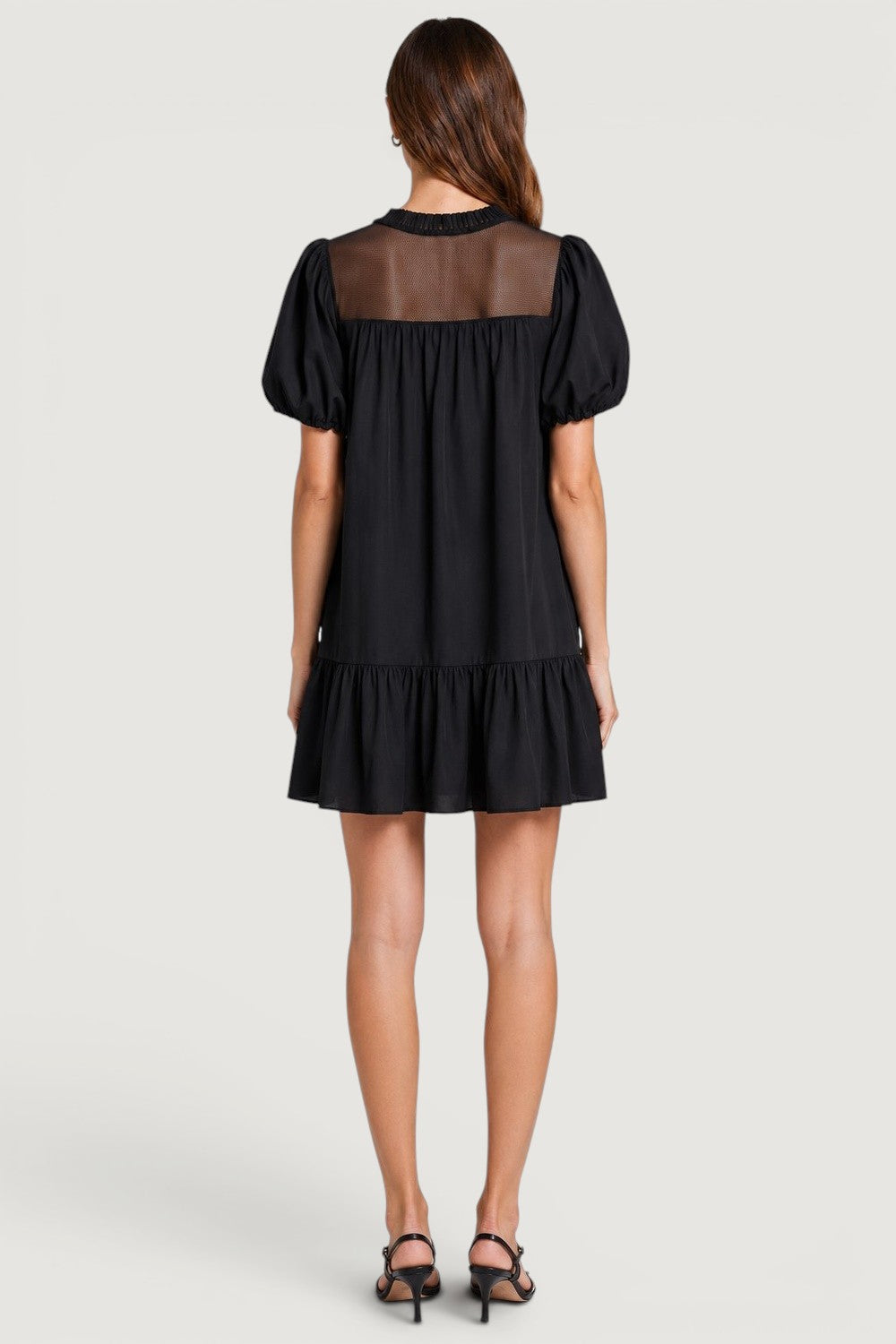 Crochet Lace Babydoll Mini Dress | Bubble Sleeve Tiered Boho Boutique