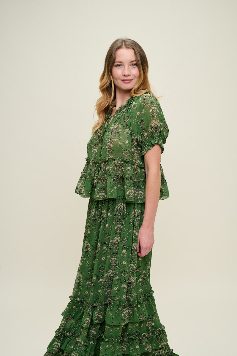 PSS3000-Garden Muse Ruffle Set - Top & Skirt
