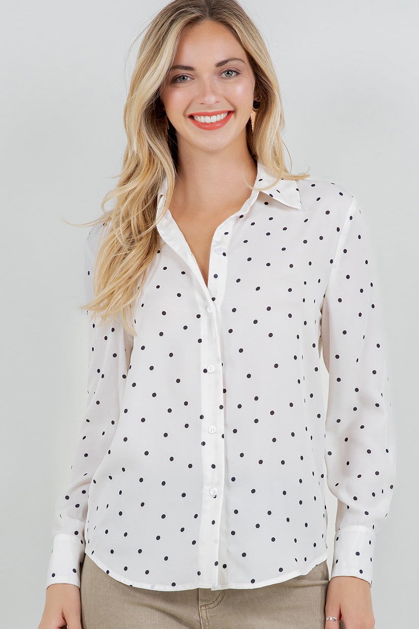 PST1017 - Ivory Polka Dot Button-Down Shirt
