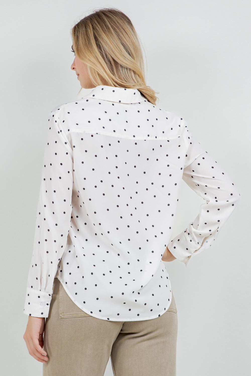 PST1017 - Ivory Polka Dot Button-Down Shirt