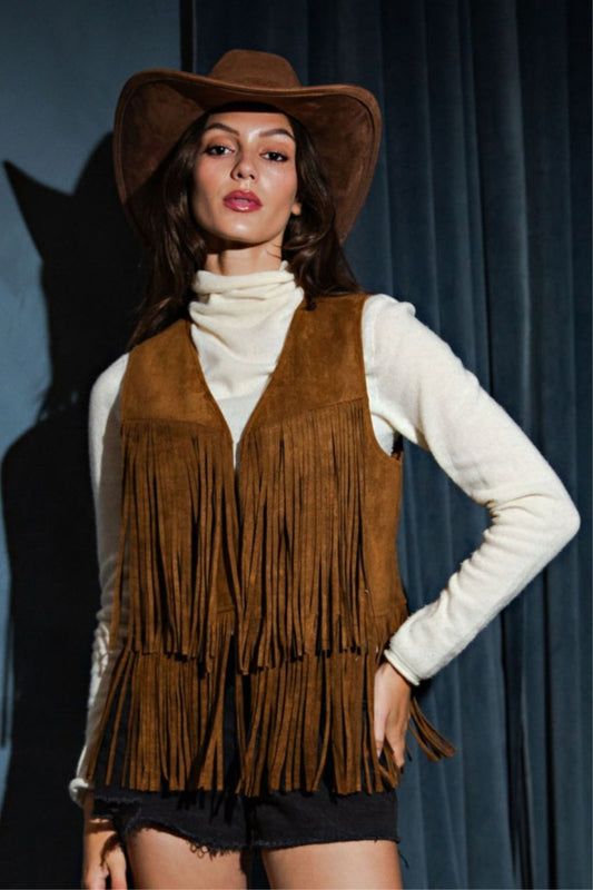 PST1045 Fringe Suede Vest – PST1045