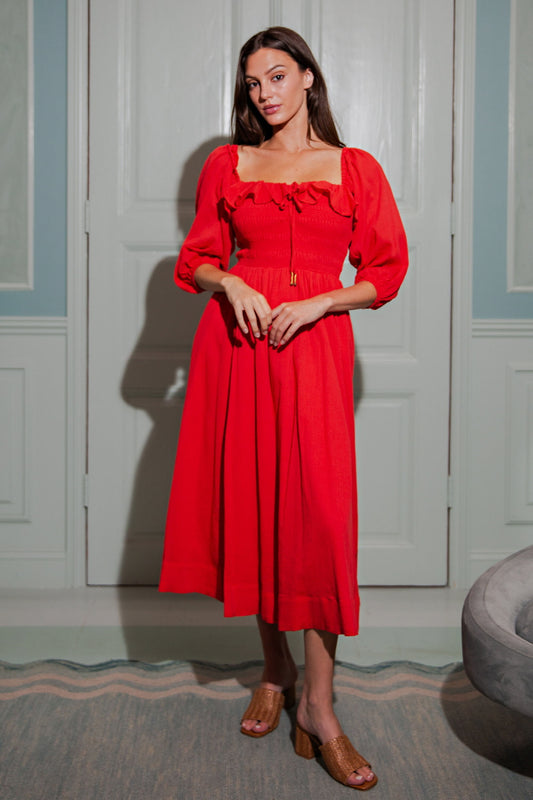 Romance Smocked Midi Dress