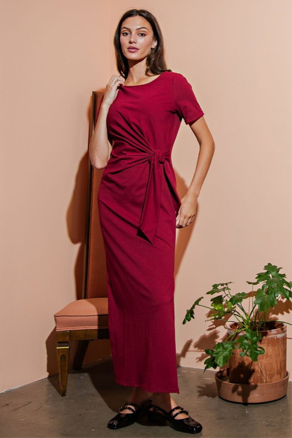Modal Tie Waist Maxi Dress Soft Organic Modal