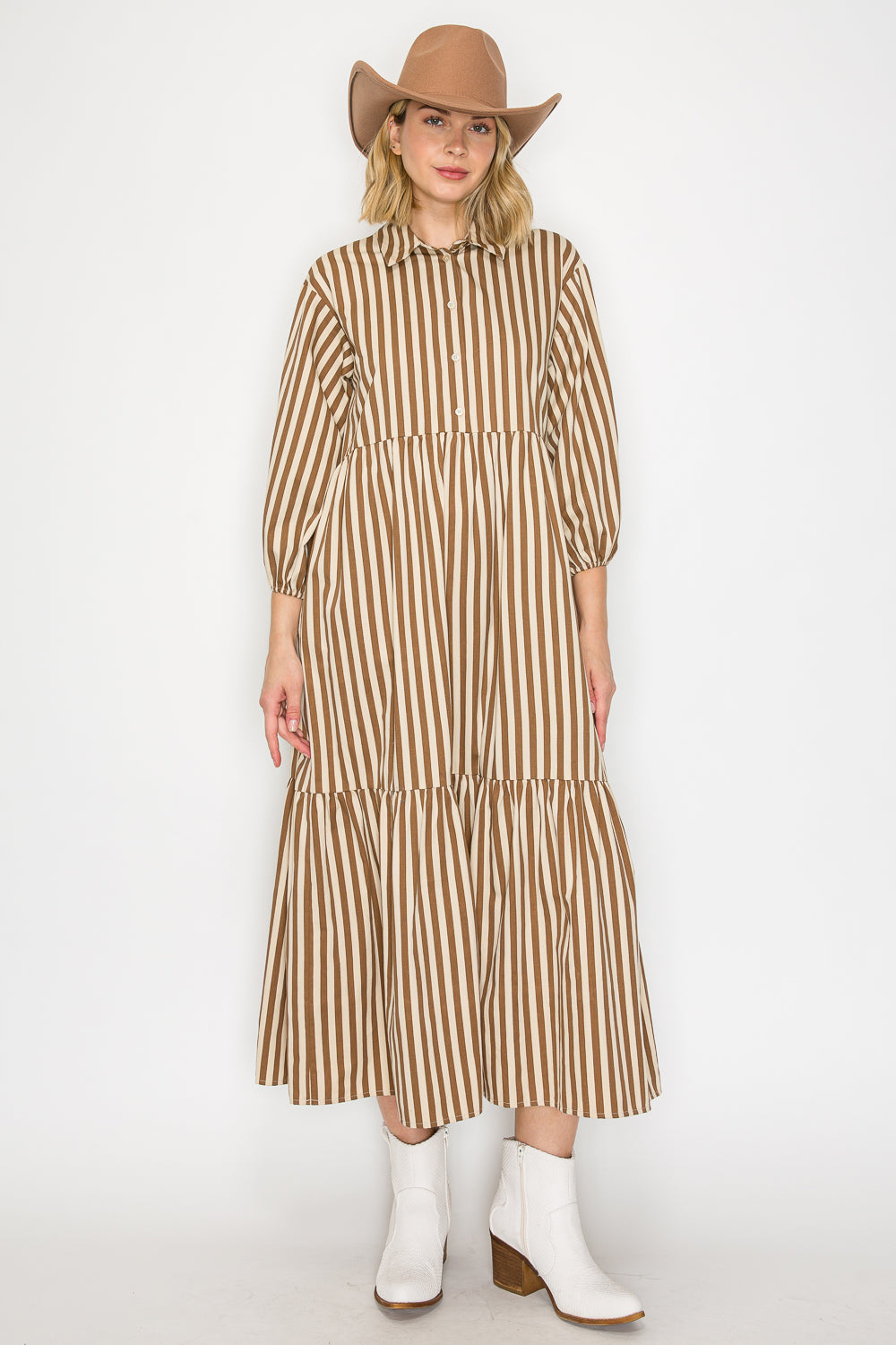 Striped Button Up Maxi Dress
