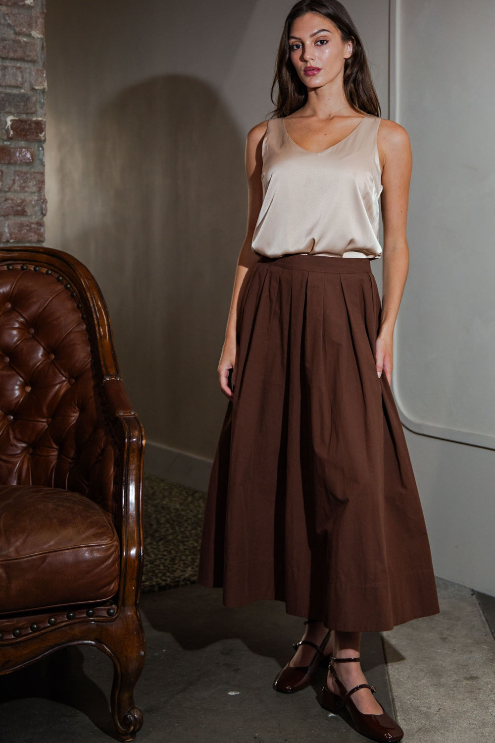 PSB4003-MIDI SKIRT _EXPRESSO