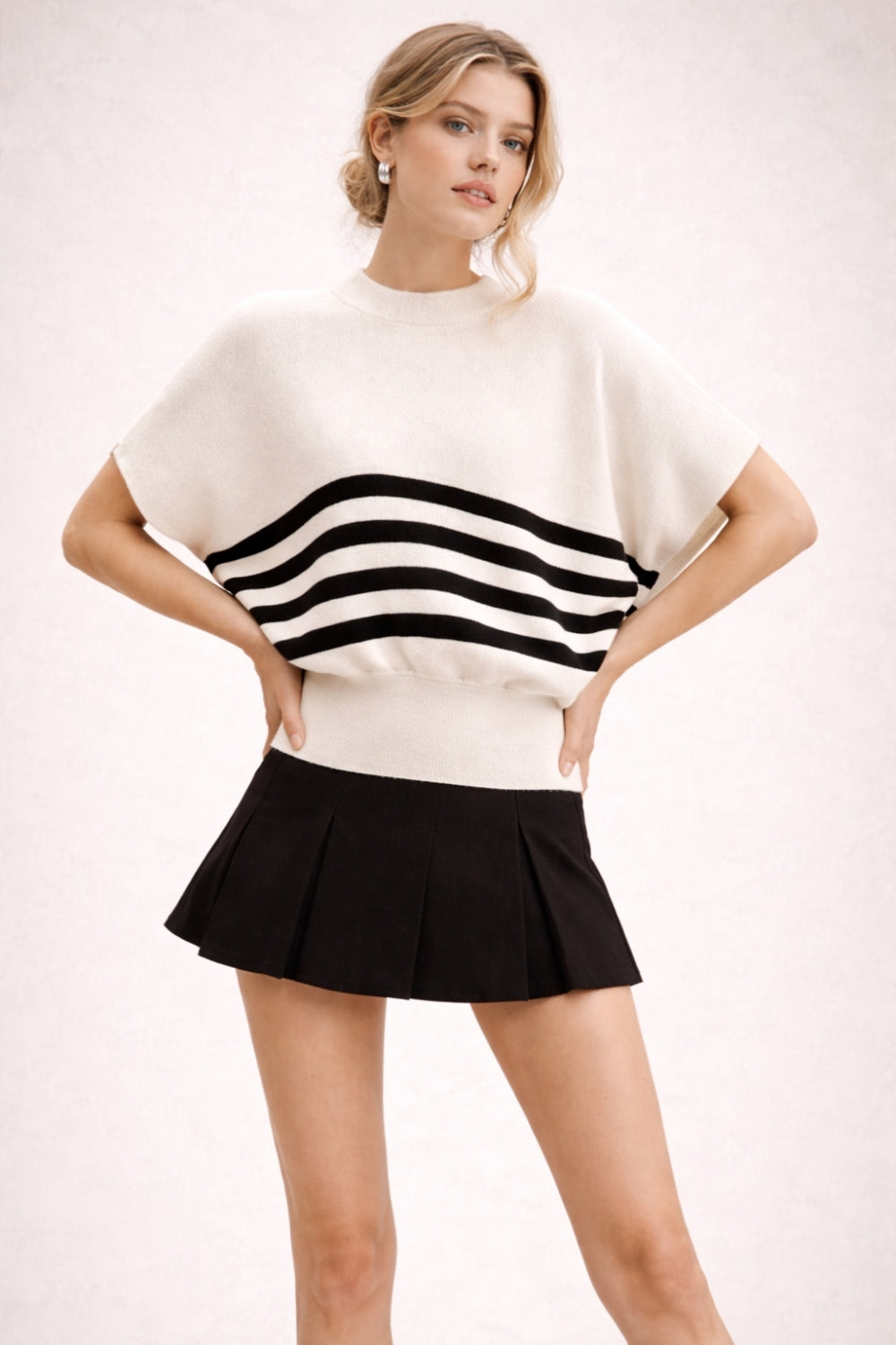 PSW1031_IVORY BLACK STRIPE