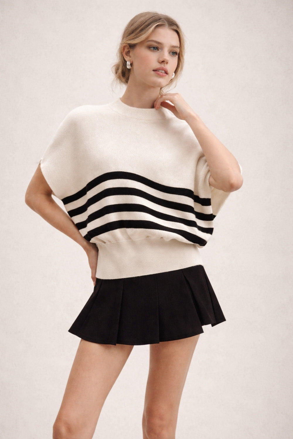 PSW1031_IVORY BLACK STRIPE