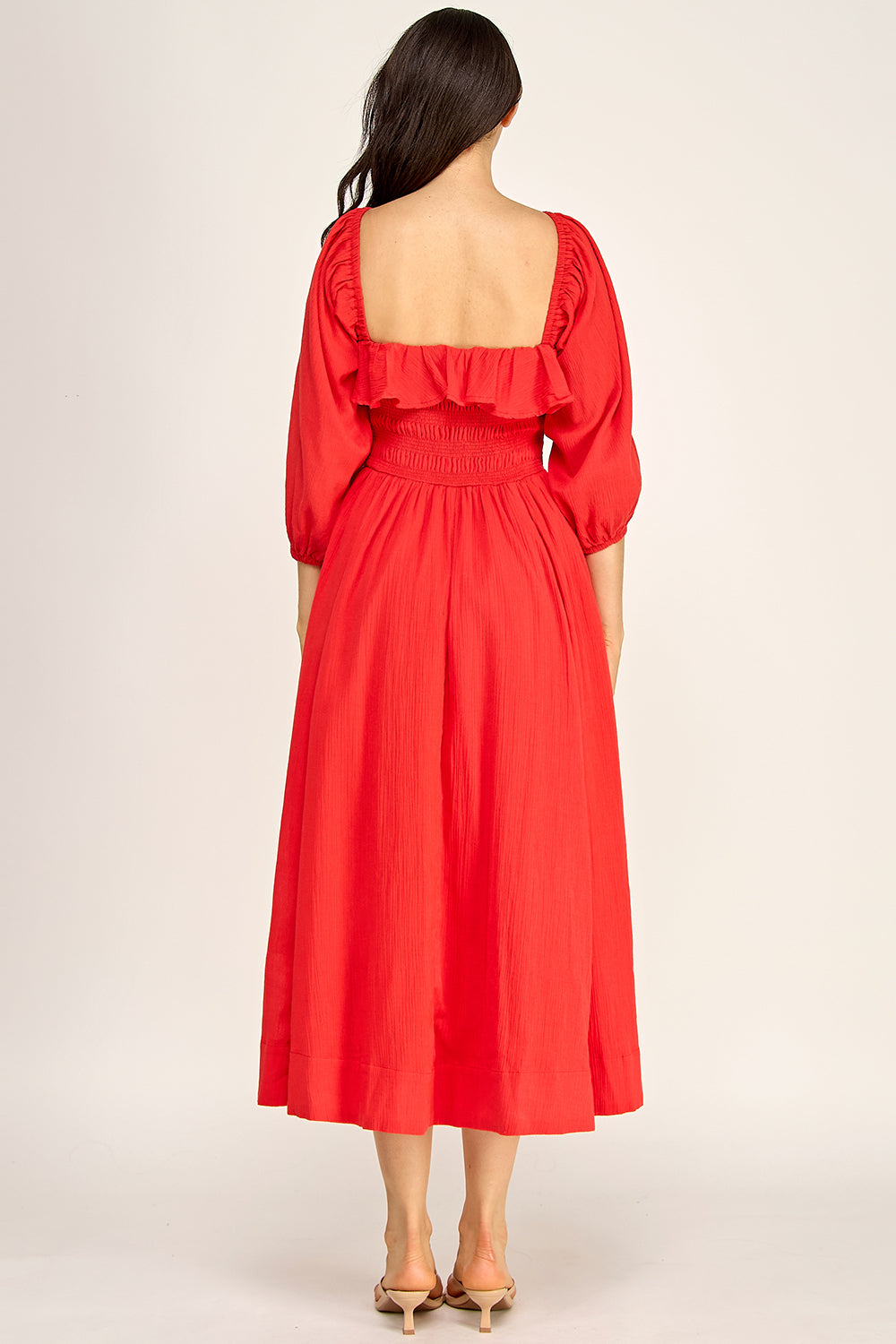 Smocked Sweetheart Neck Maxi Dress | Ruffle Bodice Flowy Maxi