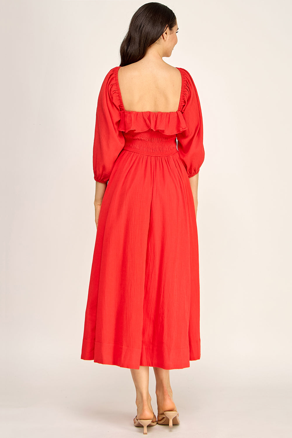 Smocked Sweetheart Neck Maxi Dress | Ruffle Bodice Flowy Maxi