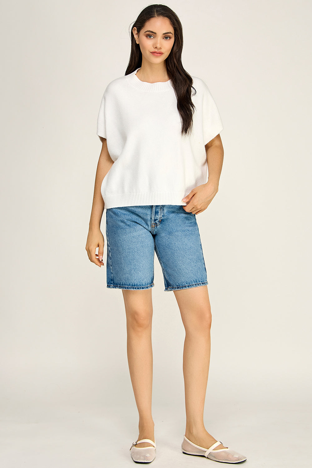 Dropped Shoulder Knit Top | Viscose Blend Relaxed Fit Boutique Basic