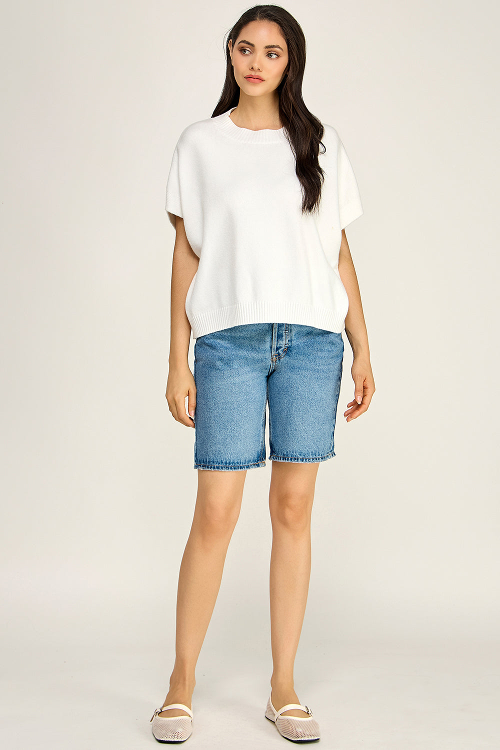 Dropped Shoulder Knit Top | Viscose Blend Relaxed Fit Boutique Basic
