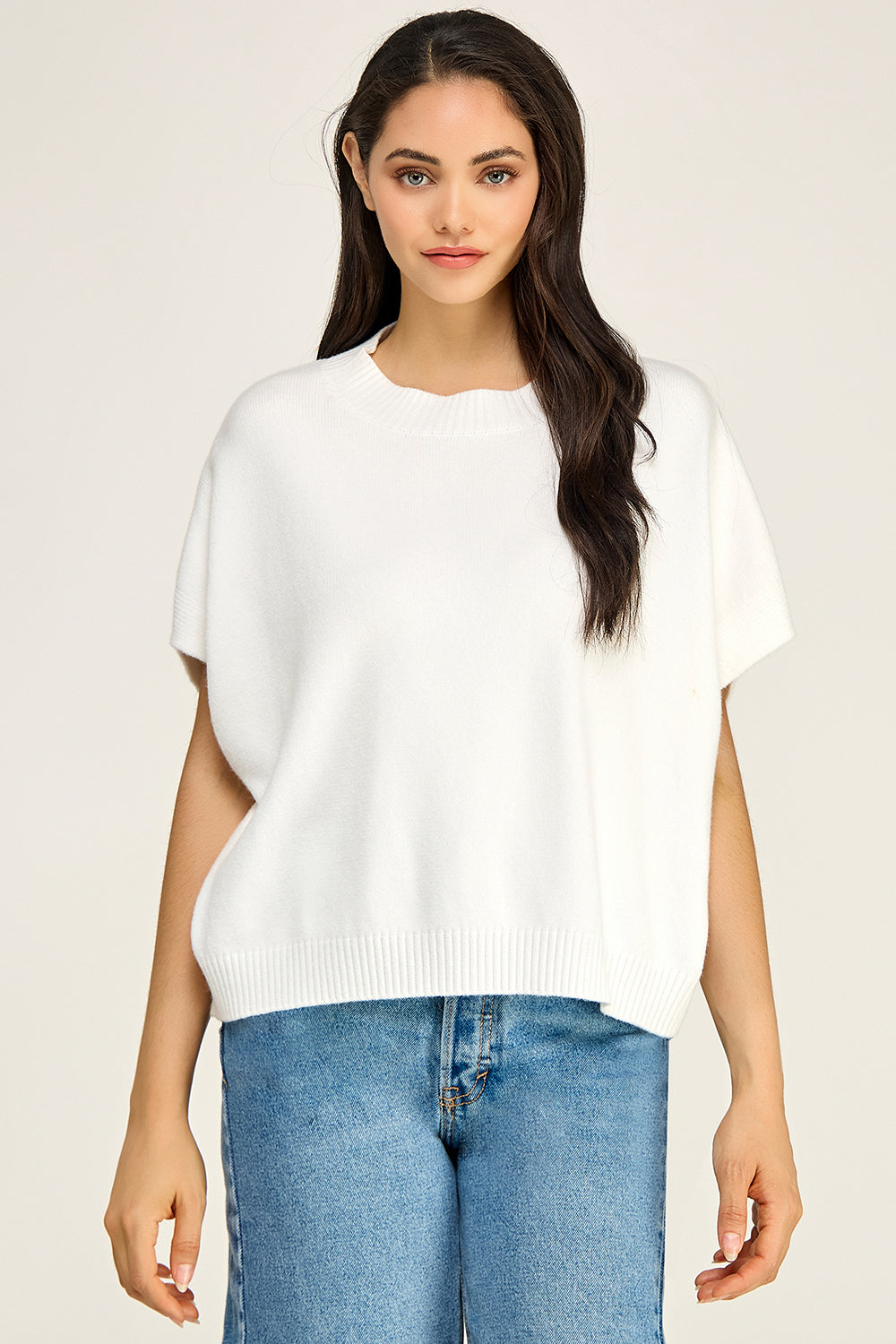 Dropped Shoulder Knit Top | Viscose Blend Relaxed Fit Boutique Basic
