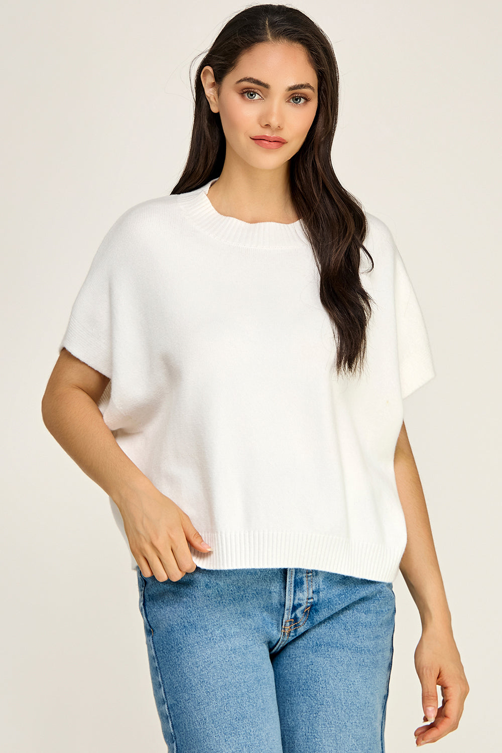 Dropped Shoulder Knit Top | Viscose Blend Relaxed Fit Boutique Basic