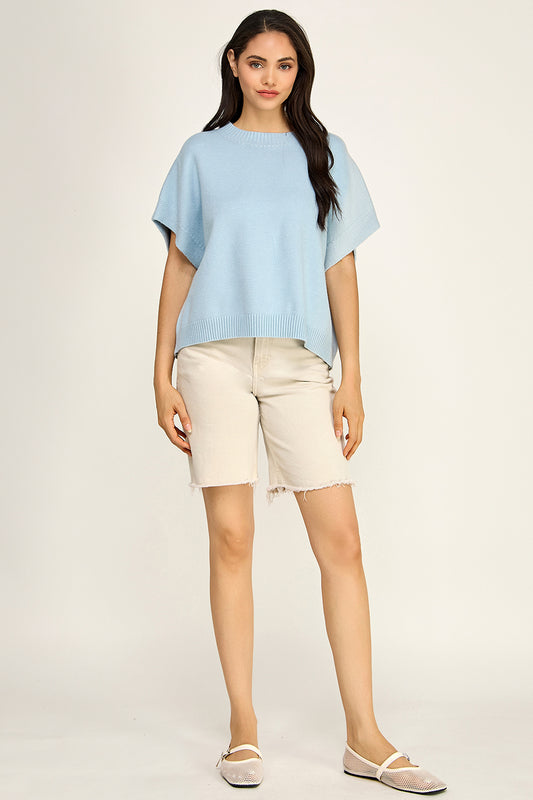 Dropped Shoulder Knit Top | Viscose Blend Relaxed Fit Boutique Basic