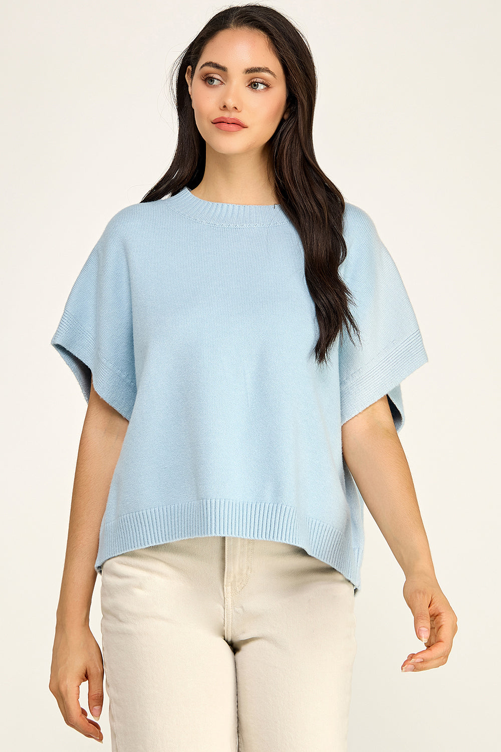 Dropped Shoulder Knit Top | Viscose Blend Relaxed Fit Boutique Basic