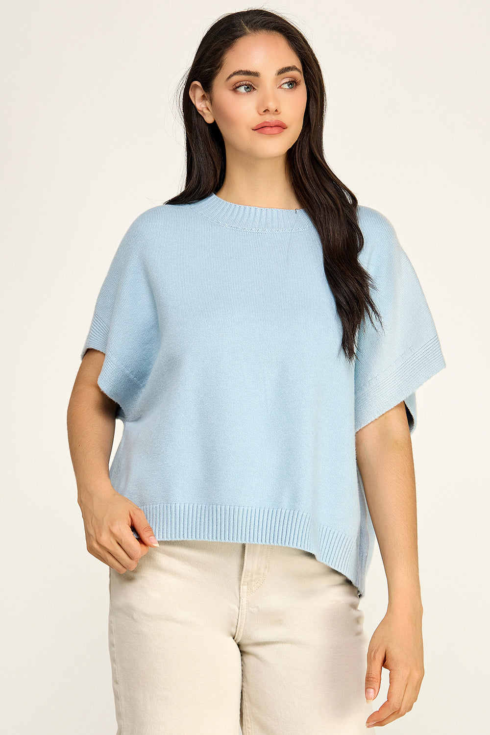Dropped Shoulder Knit Top | Viscose Blend Relaxed Fit Boutique Basic