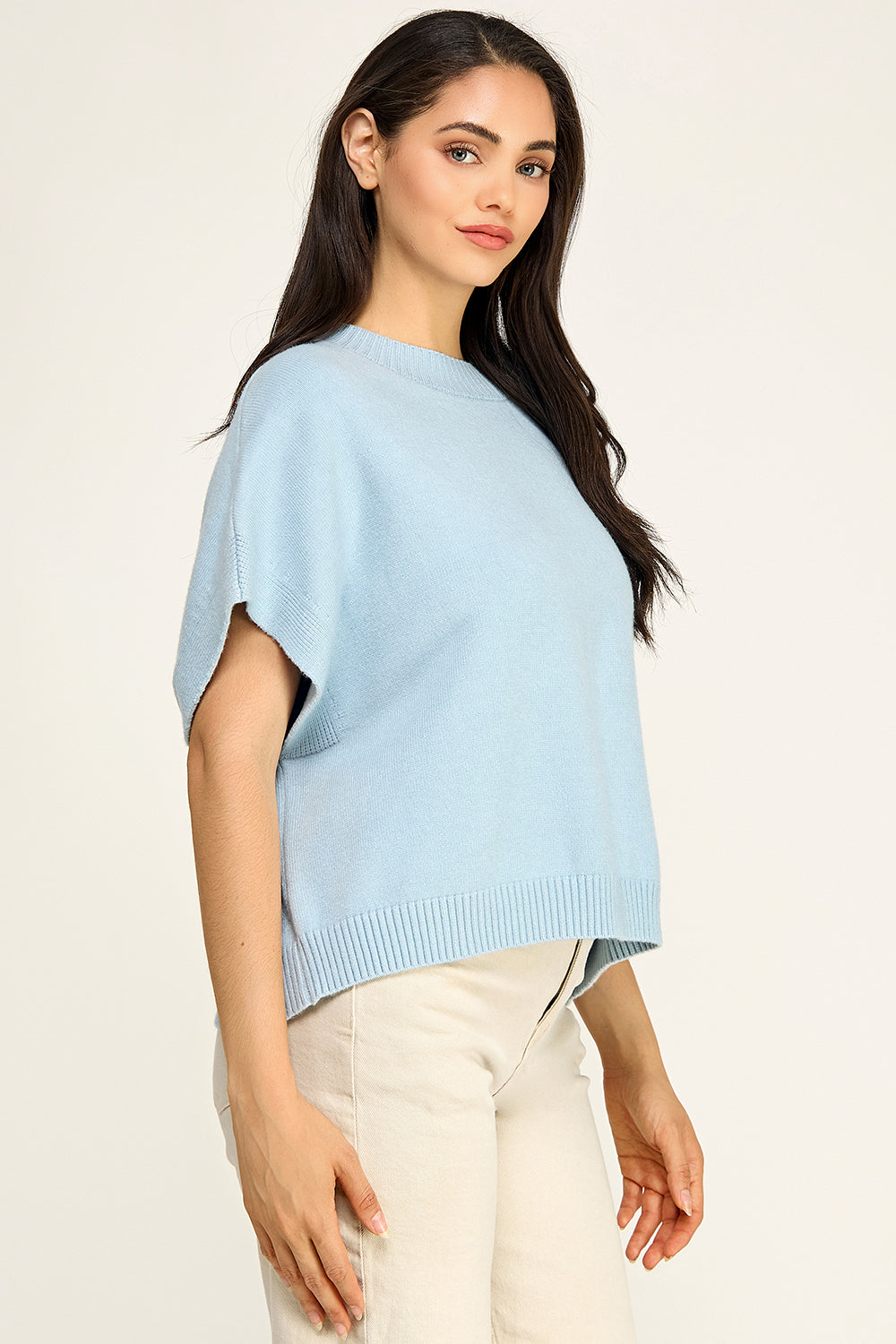 Dropped Shoulder Knit Top | Viscose Blend Relaxed Fit Boutique Basic