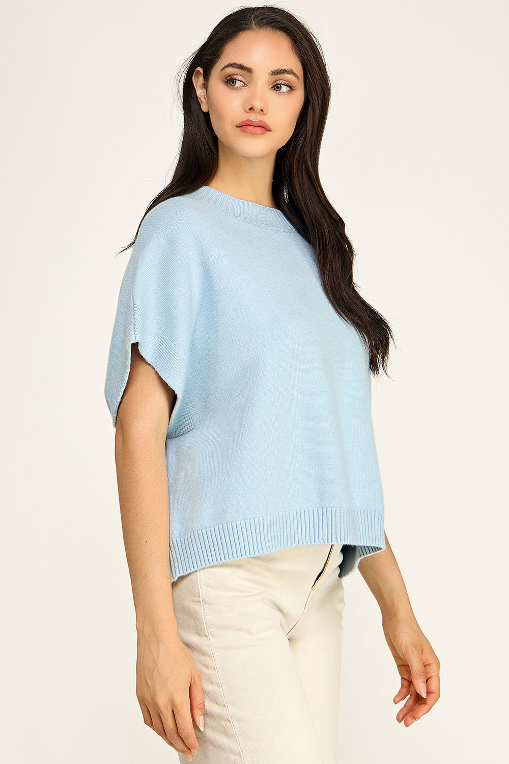 Dropped Shoulder Knit Top | Viscose Blend Relaxed Fit Boutique Basic