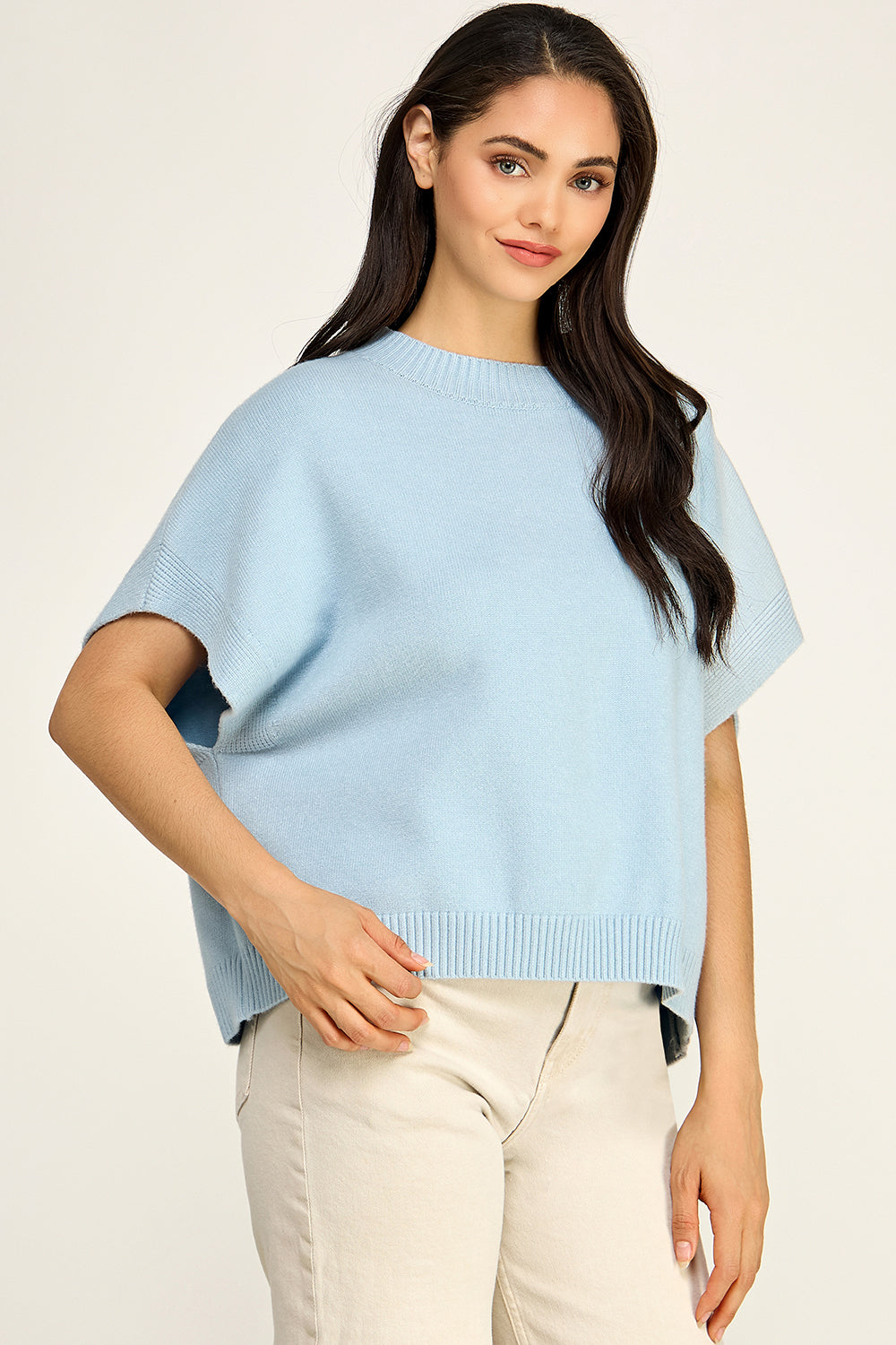Dropped Shoulder Knit Top | Viscose Blend Relaxed Fit Boutique Basic