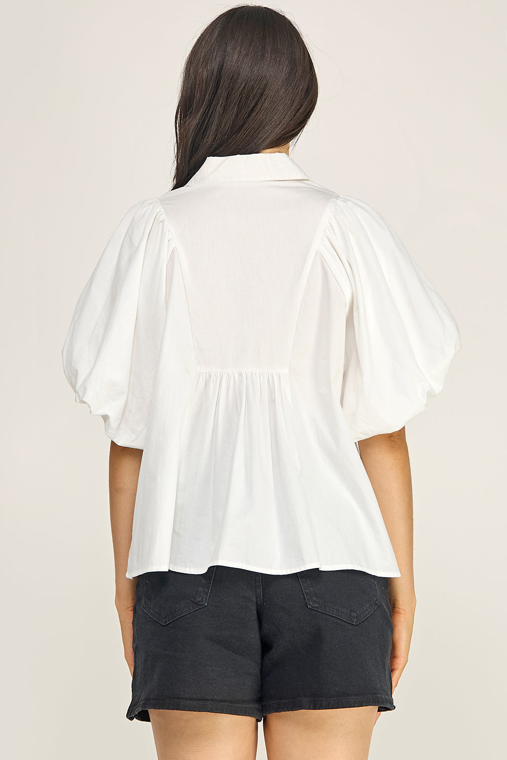 Smocked V Neck Flutter Sleeve Peplum Blouse