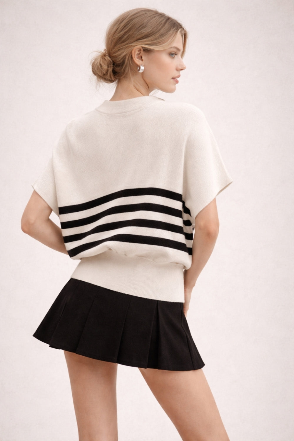 PSW1031_IVORY BLACK STRIPE