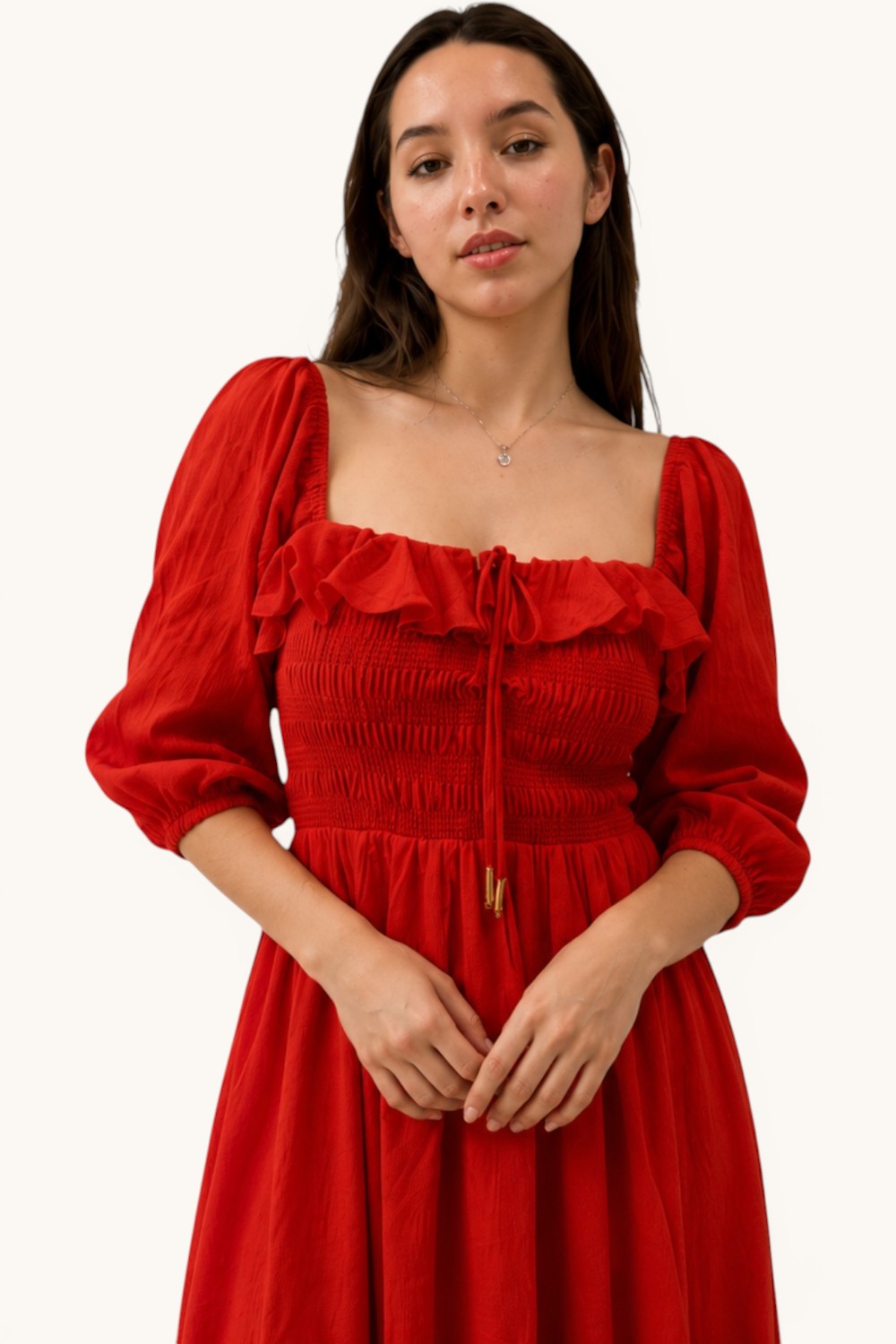 Smocked Sweetheart Neck Maxi Dress