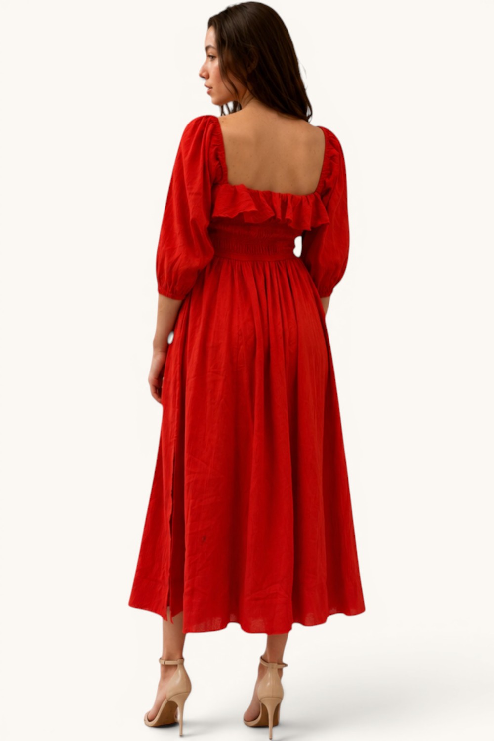 Smocked Sweetheart Neck Maxi Dress