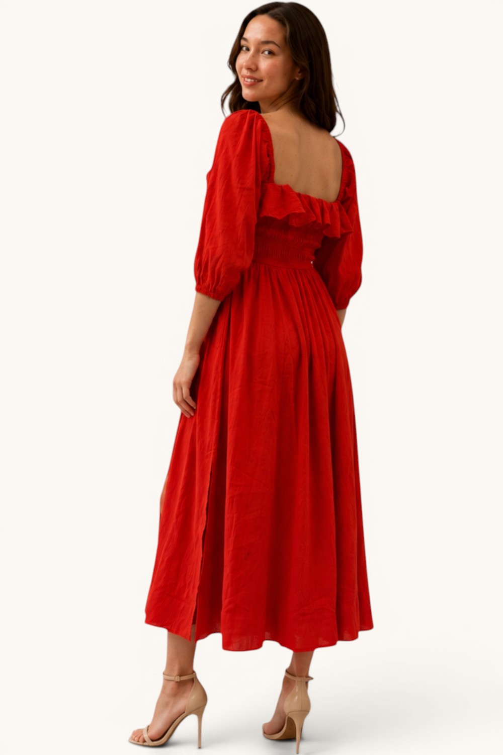 Smocked Sweetheart Neck Maxi Dress