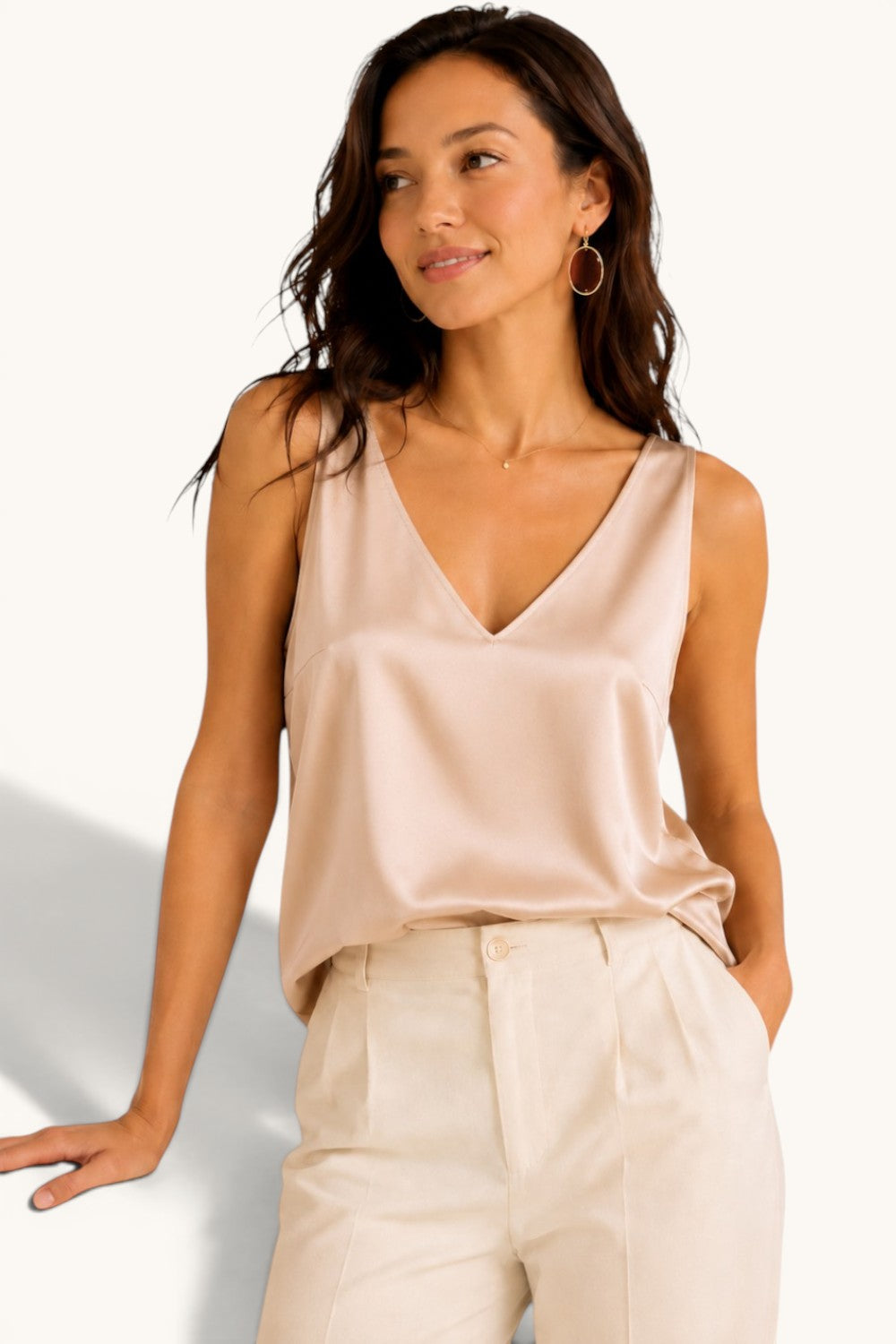 V-Neck Open Back Tank Top | Dressy Casual