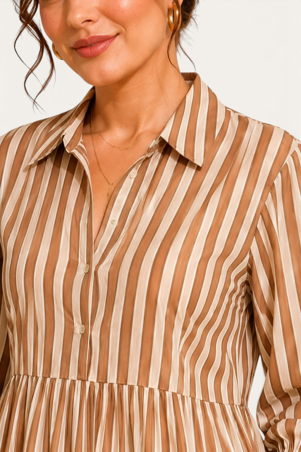 Neutral Stripe Tiered Maxi Dress