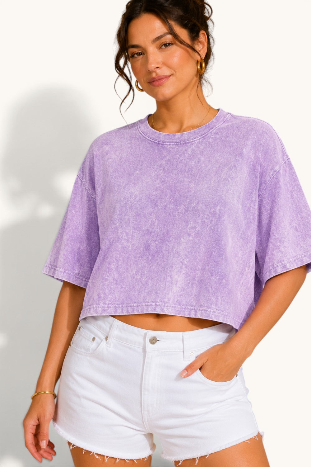 Mineral Wash Long Crop Tee | Relaxed Vintage Fit