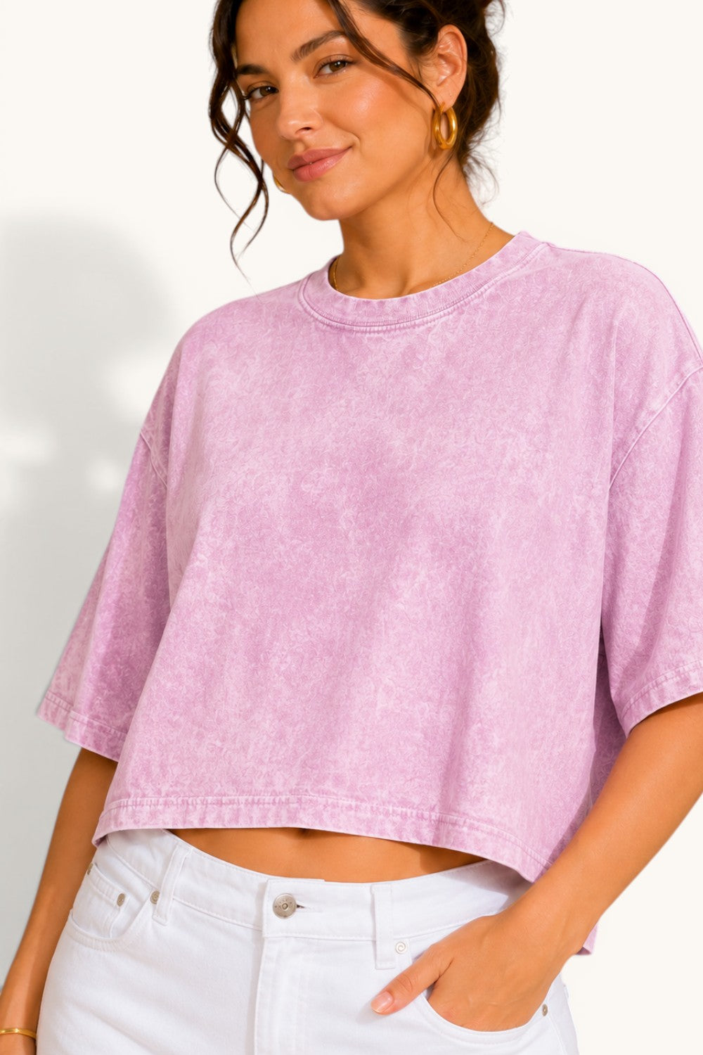Mineral Wash Long Crop Tee | Relaxed Vintage Fit