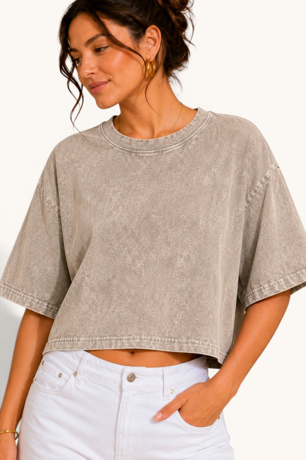 Mineral Wash Long Crop Tee | Relaxed Vintage Fit