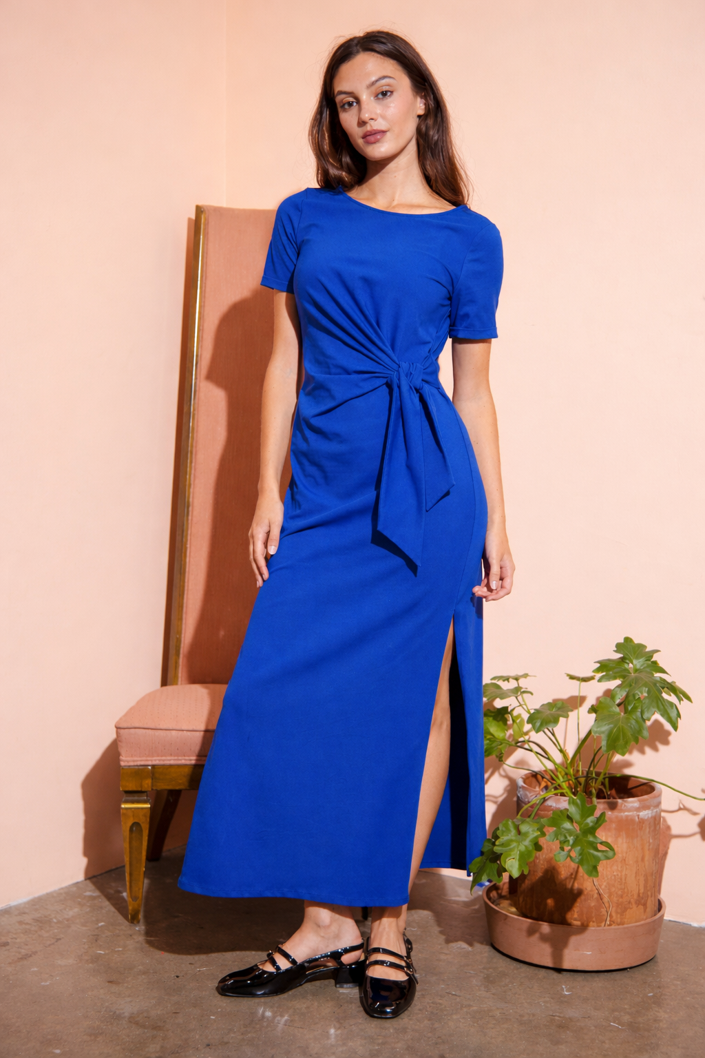 Modal Tie Waist Maxi Dress Soft Organic Modal