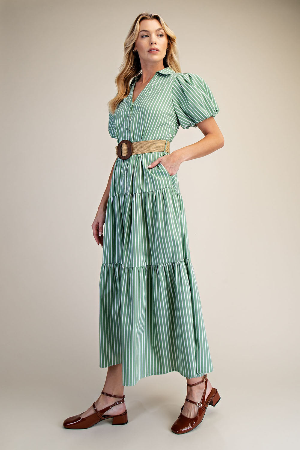 Puff Sleeve Shirt Dress