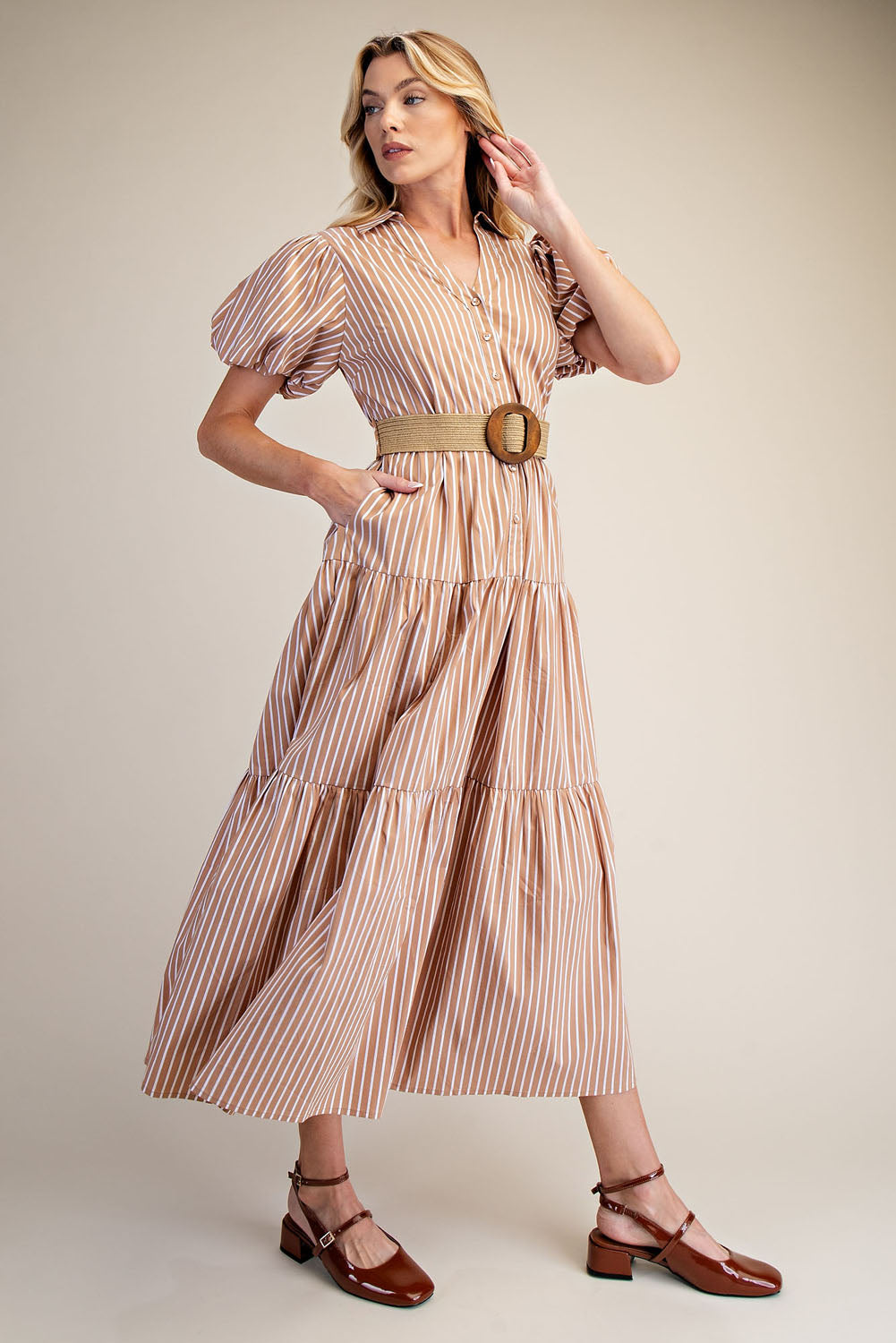 Puff Sleeve Shirt Dress