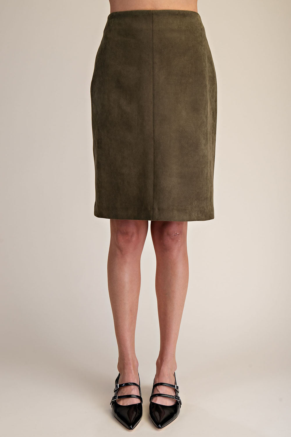 Stretch Suede Pencil Skirt