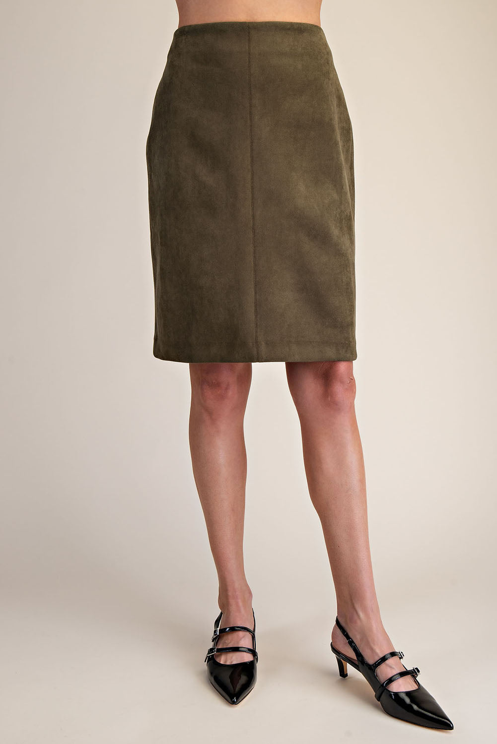 Stretch Suede Pencil Skirt