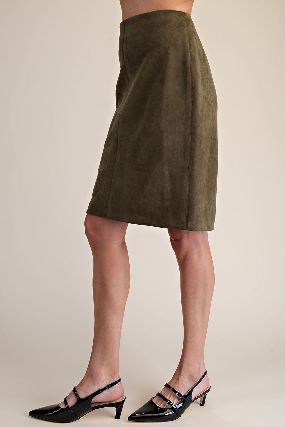 Stretch Suede Pencil Skirt