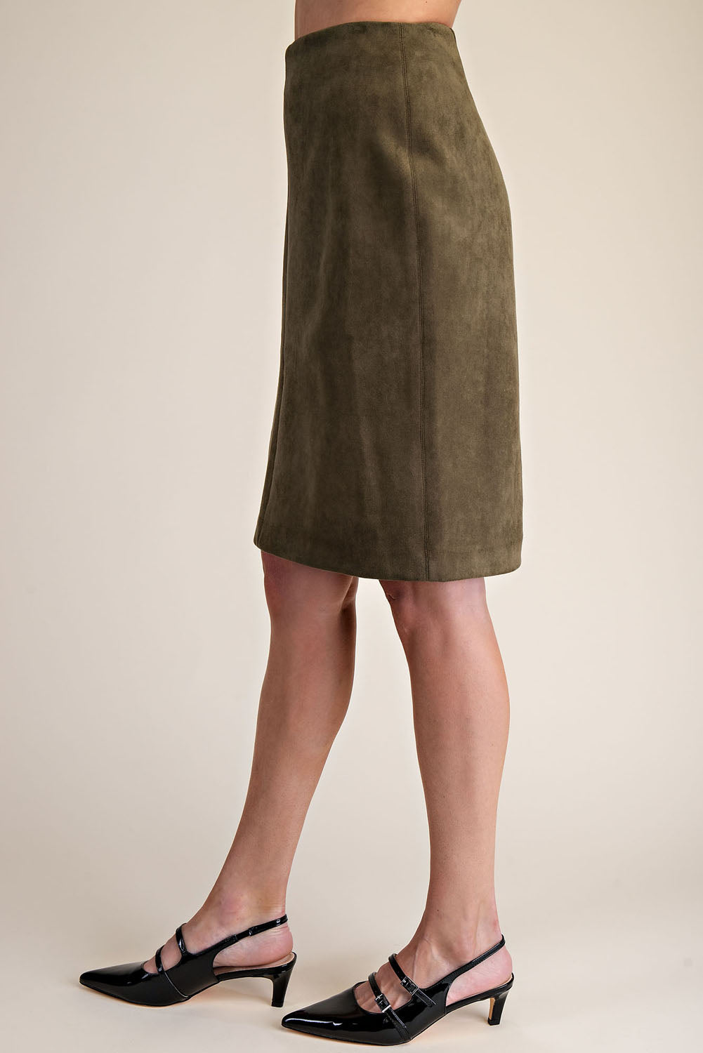Stretch Suede Pencil Skirt