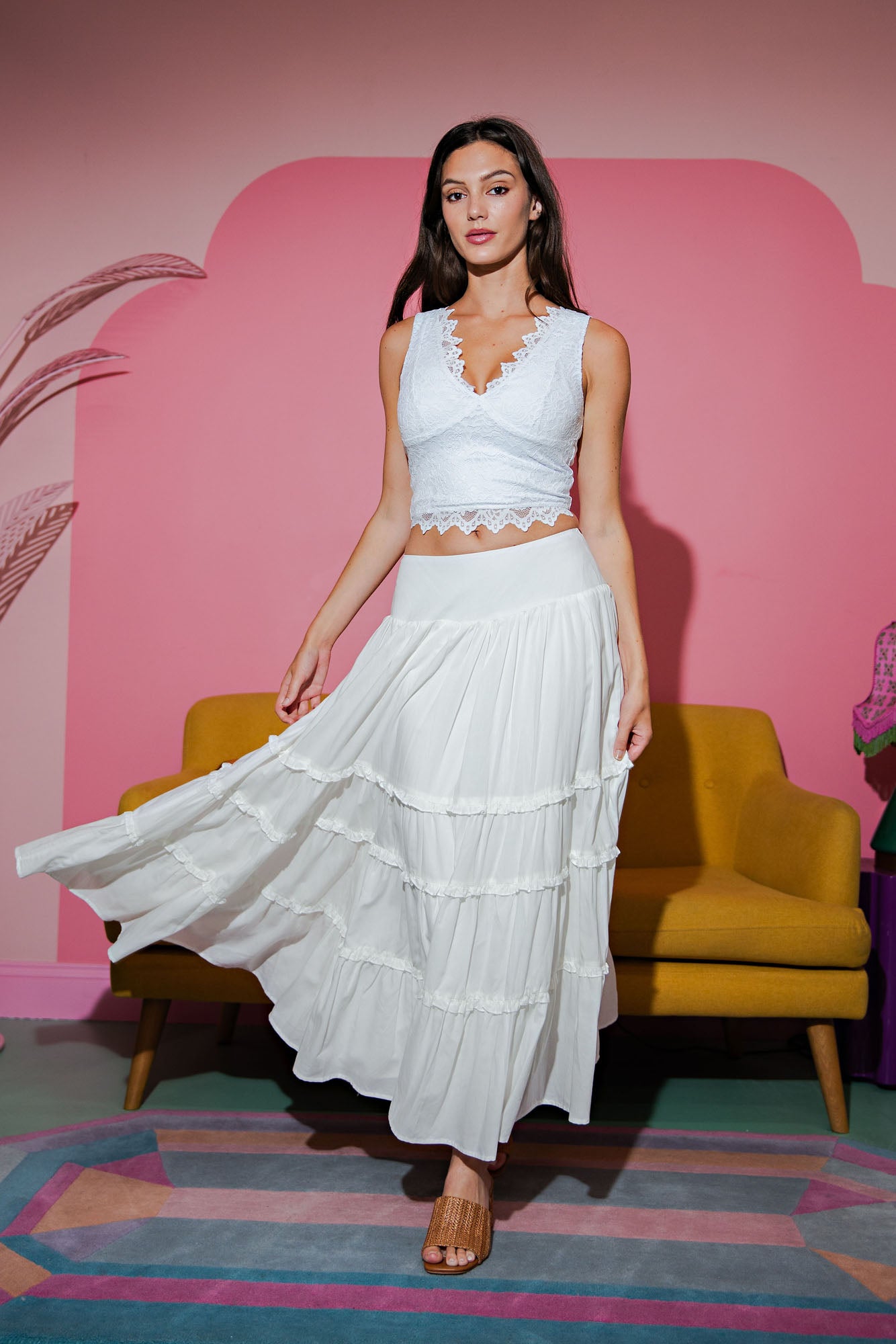 Tiered Ruffle Maxi Skirt | Boho Cotton Flowing Summer Skirt