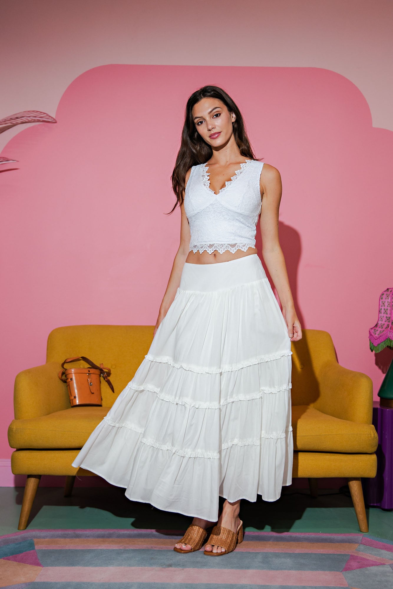 Tiered Ruffle Maxi Skirt | Boho Cotton Flowing Summer Skirt