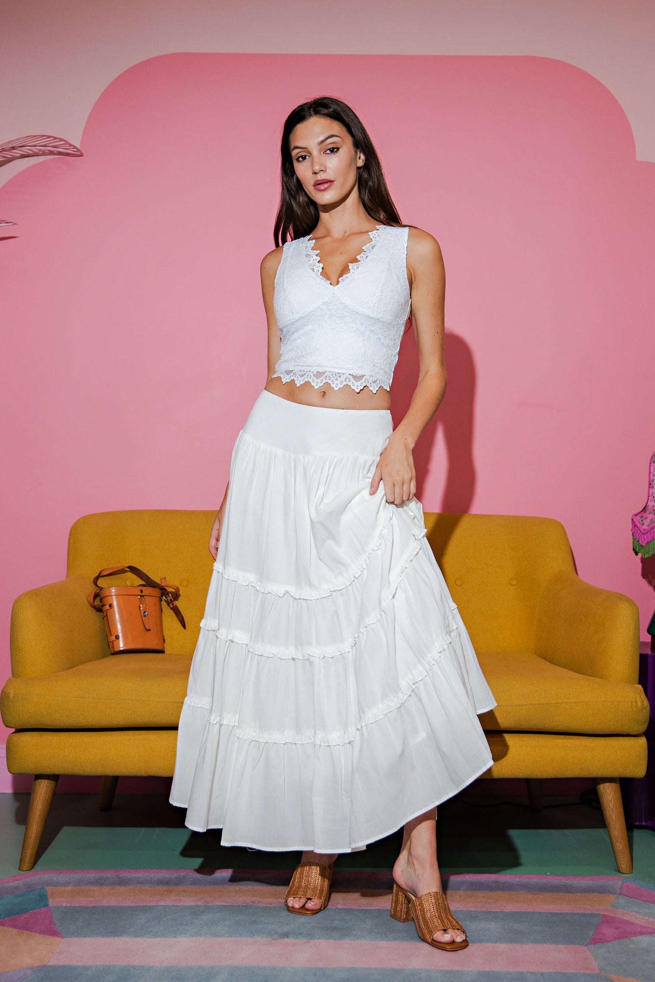 Tiered Ruffle Maxi Skirt | Boho Cotton Flowing Summer Skirt