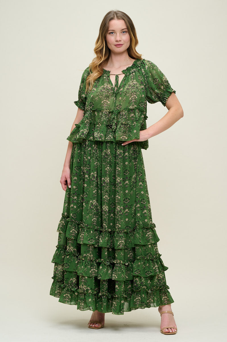 PSS3000-Garden Muse Ruffle Set - Top & Skirt