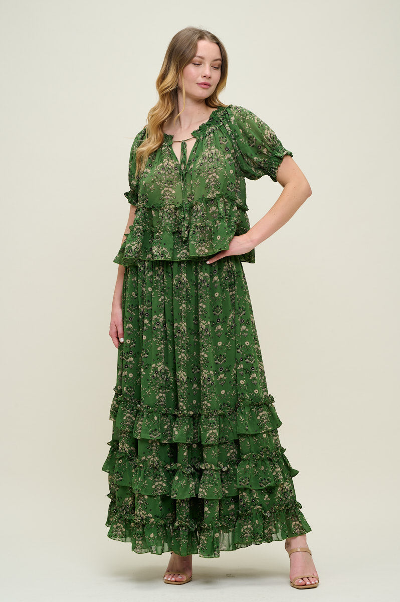 PSS3000-Garden Muse Ruffle Set - Top & Skirt
