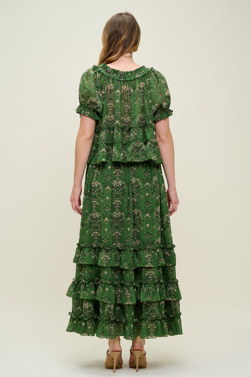 PSS3000-Garden Muse Ruffle Set - Top & Skirt